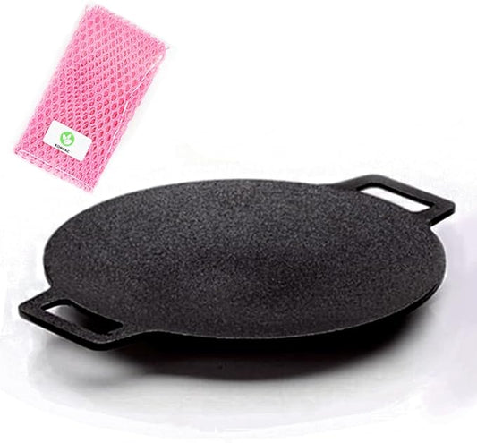 _Korean BBQ Non-stick Grill_ Circular size 14.2 inches [Round Griddle Pan 14.2in + Bag] Natural Material 6 Layer Coating/We can use it at home or outside._Made in Korea.