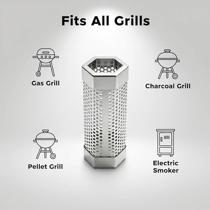 Smoke Tube for Pellet Smoker, 6" Stainless Steel Smoke Generator, 3 Hours Continuous Billowing Smokes, Hexagon Smoker accessories Fits Grill & Smokers, Ideal for Hot/Cold Smoking Meat, Fish, Cheese