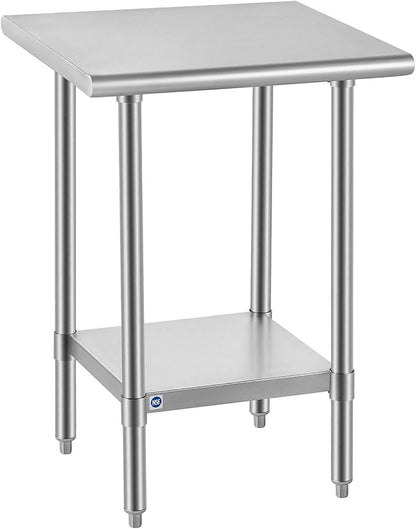 ROCKPOINT All Stainless Steel Table for Perp & Work 24x24 Inch,Commercial Heavy Duty Workbench with Stainless Legs & Adjustable Undershelf, 670 lb Capacity for Restaurant,Home and Outdoor Kitchens