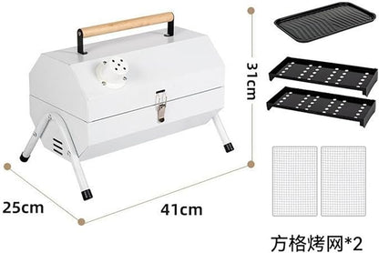 EKsma Portable Foldable Outdoor Charcoal Grill for Grilling Charcoal Grill for Grilling Meat, Fish and Vegetables(White)