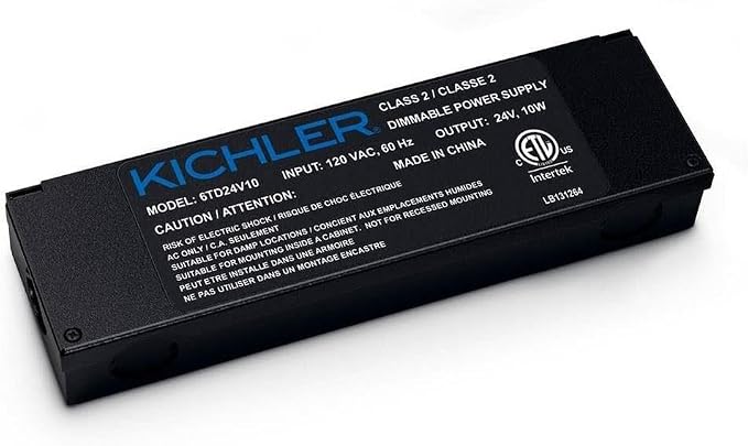 Kichler 6TD24V10BKT LED 24V Power Supply, 1.50x8.75x2.50, Textured Black