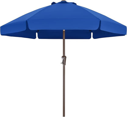 ABCCANOPY 7.5ft Scalloped Patio Umbrella, Outdoor Table Umbrella with Tilt and Crank, Fiberglass Ribs Deck Umbrella for Patio, Pool, Garden, Picnic (Royal Blue)