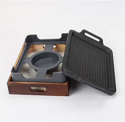BBQ Barbeque Barbecue Grill,BBQ,Household Smoke-Free Korean Iron Plate Grill,Solid Alcohol Charcoal Grill,Indoor and Outdoor (Size : 27cm*20cm)