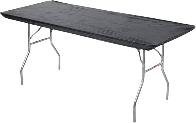 6' Rectangle Plastic Table Covers 30" x 72", Bundle of 5 (Black)