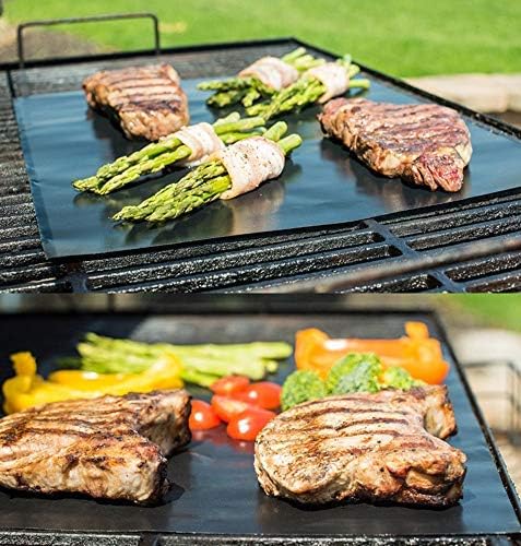 LOOCH Copper Grill Mat Set of 5 Non-Stick BBQ Mats Reusable Easy Clean | Non-stick copper BBQ mats for gas charcoal electric grills oven safe reusable dishwasher safe high heat resistant rust-proof