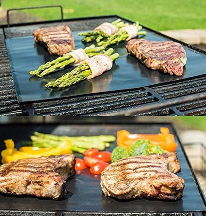 LOOCH Copper Grill Mat Set of 5 Non-Stick BBQ Mats Reusable Easy Clean | Non-stick copper BBQ mats for gas charcoal electric grills oven safe reusable dishwasher safe high heat resistant rust-proof