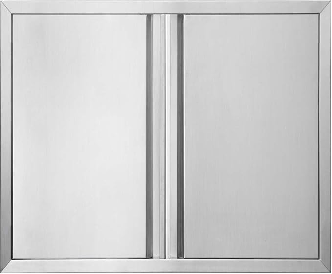 JIE JIN Outdoor Kitchen Door 26" W X 24" H Double Doors BBQ Access Door BBQ Island Door 304 Brushed Stainless Steel Flush Mount Door for Outdoor Kitchen BBQ Island Outdoor Cabinet Doors