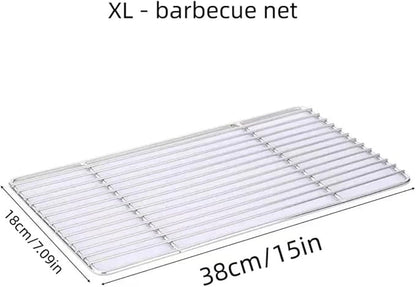 Upgraded Japanese Hibachi Grill, Portable Tabletop Yakitori Charcoal BBQ Indoor Outdoor with Wooden Base & Grill Grid - 6.7x4.73x13.6in (XL)