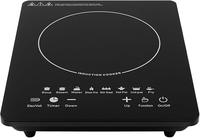 Induction Cooktop 2200W, Portable Hot Plate w/ 8 Power Levels | Countertop Portable Electric Stove with LCD Display, Timing, Adjustable Temperature for RV, Dorm, Home Kitchens