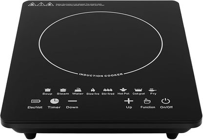 Induction Cooktop 2200W, Portable Hot Plate w/ 8 Power Levels | Countertop Portable Electric Stove with LCD Display, Timing, Adjustable Temperature for RV, Dorm, Home Kitchens