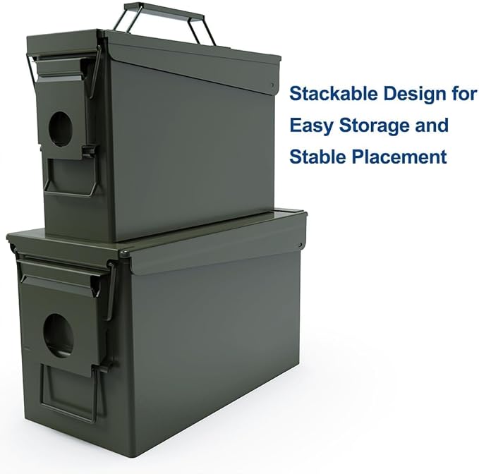 PATRON 30 & 50 Cal Ammo Can Metal Ammo Box Storage Crate Case for Shotgun Bullet Rifle Ammunition Waterproof (Black or Green)