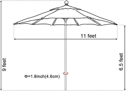 EliteShade USA 10-Year-Non-Fading 11Ft Market Umbrella Patio Outdoor Cylinder Auto Push-up Table Umbrella with Ventilation, Heather Beige