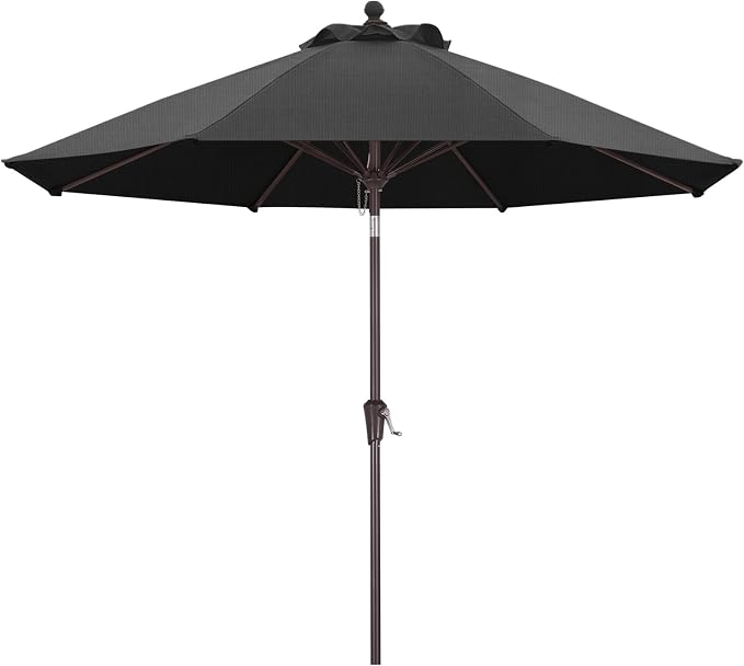 ABCCANOPY OLEFIN® 5-Year No Fading 9FT Outdoor Patio Umbrella(Dark Gray) | Fade & UV Resistant Fabric,8 Fiberglass Ribs，Wind Vent，Crank Lift & Tilt,Outdoor Table Umbrella for Deck,Backyard,Yard