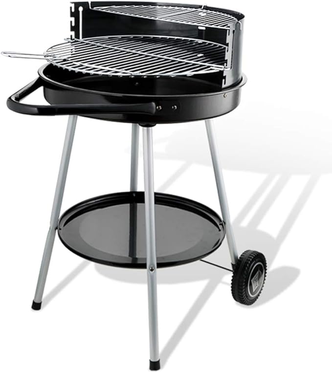 BBQ Grill,Portable Charcoal Grill for Picnic in The Park, Outdoor Large Barbecue Grill with Movable Rollers, Grill Net Height Adjustment in 4 Levels (Color : Black, Size : 52 * 49.5 * 81cm)