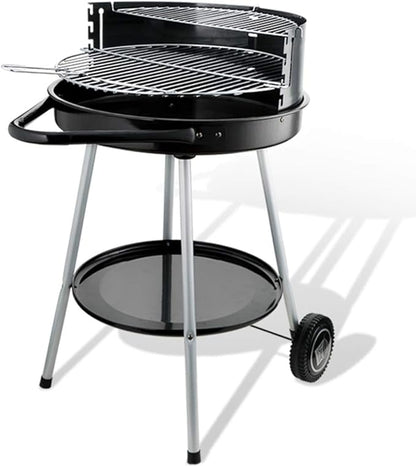 BBQ Grill,Portable Charcoal Grill for Picnic in The Park, Outdoor Large Barbecue Grill with Movable Rollers, Grill Net Height Adjustment in 4 Levels (Color : Black, Size : 52 * 49.5 * 81cm)
