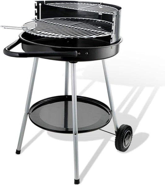BBQ Grill,Portable Charcoal Grill for Picnic in The Park, Outdoor Large Barbecue Grill with Movable Rollers, Grill Net Height Adjustment in 4 Levels (Color : Black, Size : 52 * 49.5 * 81cm)