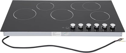 DYNAMI 5-Burner Electric Cooktop,Electric Ceramic Stove Top,Countertop/Built-in Stove w/5 Power Levels & Timer,Overheat Protection,Waterproof and Oil-resistant Microcrystalline Panel,No Plug