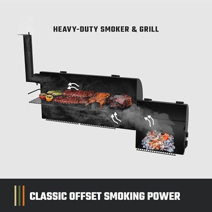 Oklahoma Joe's Longhorn Offset Charcoal Smoker and Grill with 1060 sq. in. Cooking Area in Black