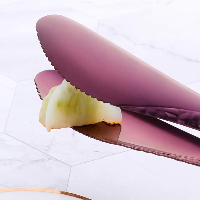 Stainless Steel Kitchen Food Clamp Serving Tongs for Cooking,Toast Bread,Salad,Barbecue,Grilling,Baking,Frying (Purple)