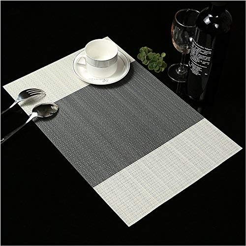 Zupro Placemats Set of 4 for Kitchen Dining Table Washable Braided Table Mats Heat-Resistant Placemats Non-Slip Woven PVC Vinyl Place Mats for Everyday use or Holidays Dinner 18"x12"(Grey)