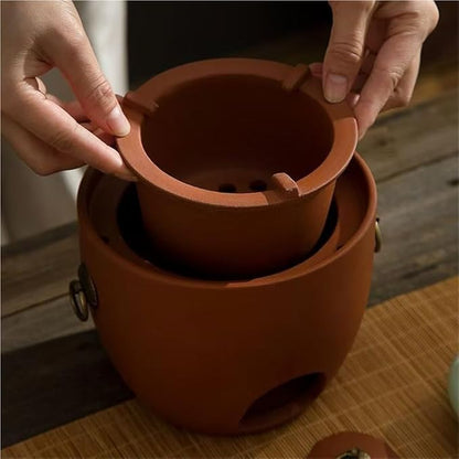 Outdoor Red Clay Charcoal Stove for 1-3 People, Small Portable Camping Charcoal Clay for Camping Barbecue Tool