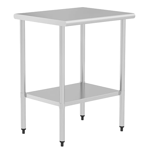 Stainless Steel Table for Food Prep & Work 24 x 30 inches Utility Table with Adjustable Undershelf, Commercial Workstation in Kitchen, Garage, Laundry, Outdoor BBQ
