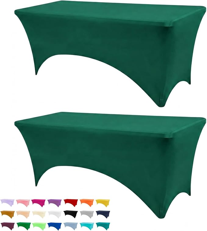 BDDC 6ft Stretch Spandex Fitted Table Cloth for 6 Foot Tables | GRS-Certified Eco-Friendly Fabric, Elastic Fit Rectangle Tablecloth, Washable, Wrinkle-Free, For Events & Parties