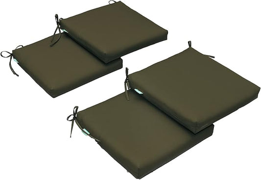 QILLOWAY Outdoor Indoor Chair Pads,Seat Cushions, Square Foam Dining Chair Patio Cushion Set of 4, All Weather, 17" Lx17 Wx3 D (SAGE)