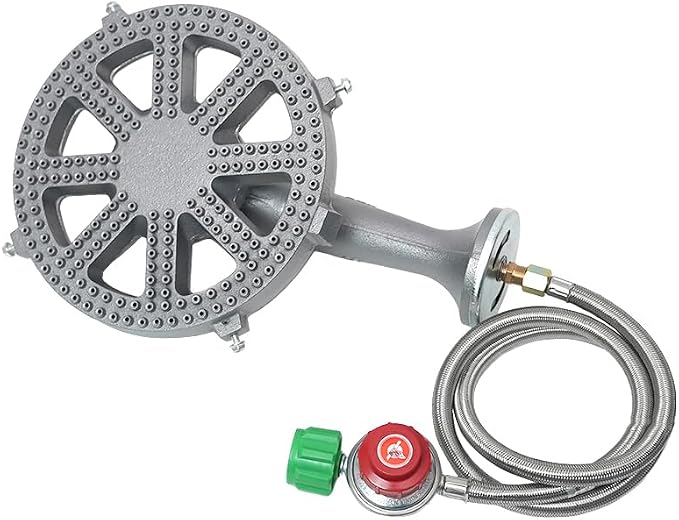 COOKAMP Cast Iron Propane Burner Head with Brass Fitting Orifice (SH16RH - DIY Burner & Regulator)