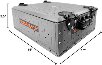 YakAttack ShortStak Solo Storage Box - Size & Color Options | Standalone Low-Profile Crate with Lid, Hinges & Latches | GridLoc Mounting Panels | Slider Feet for Under-Seat Use | Made in USA