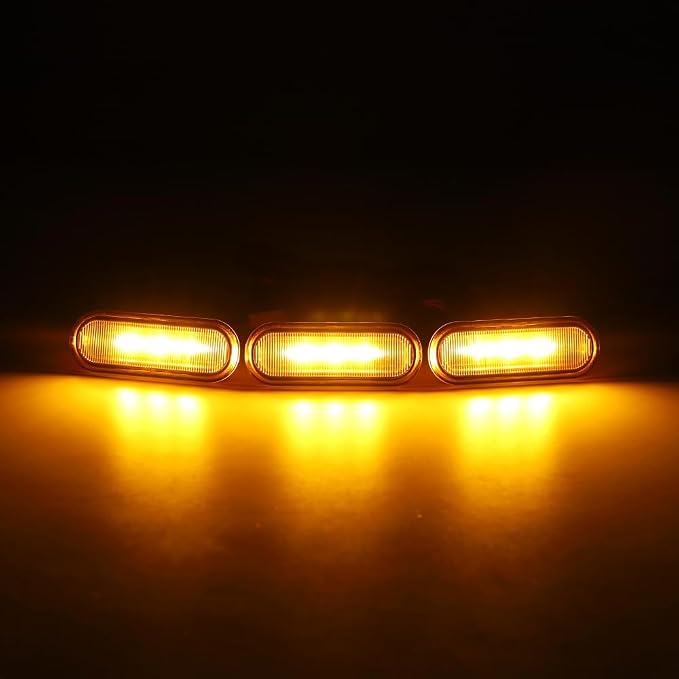 LED Grill Lights for Ford Bronco 2021 2022 2023 2024 2025 2/4-Door Badlands Wildtrak Everglades, Amber OEM Grille Lamps Kit Bronco Accessories(3 PCS)