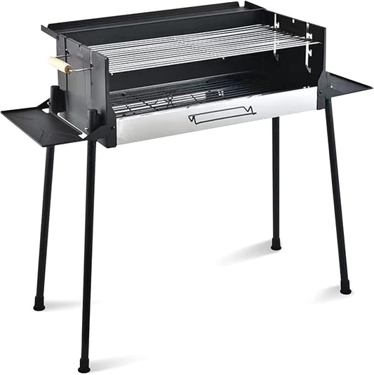 Ergocar BBQ Grill, Portable Stainless Steel BBQ, Detachable Charcoal Grill with Stand, Smoker Grill Racks for Outdoor, Travel, Picnic, Camping, Garden Summer Party