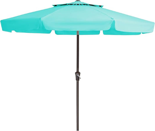 JEAREY 9' 2-Tiers Patio Umbrellas Outdoor Market Table Umbrella w/Push Button Tilt/Crank, 8 Sturdy Ribs, UV Protection Waterproof Sunproof(Teal)