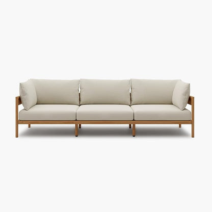Acanva Modern Outdoor Patio Furniture Set, All-Weather Aluminium Conversation Sectional Sofa with Thick Cushions for Backyard, Garden, Porch, Couch, Beige