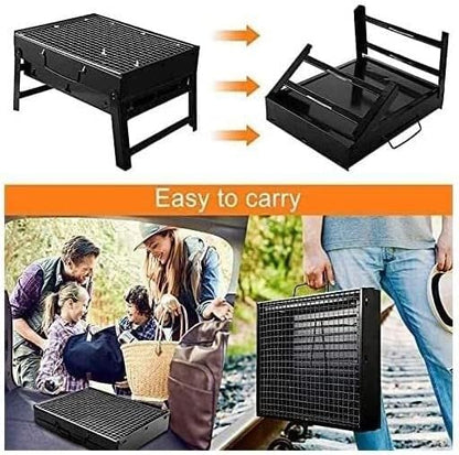 Barbecue Charcoal Grill Portable Folding Charcoal Grill Tabletop Outdoor Stainless Steel Barbecue BBQ Grill for Outdoor Cooking Picnic Charcoal BBQ Grill(35 * 27 * 20cm)