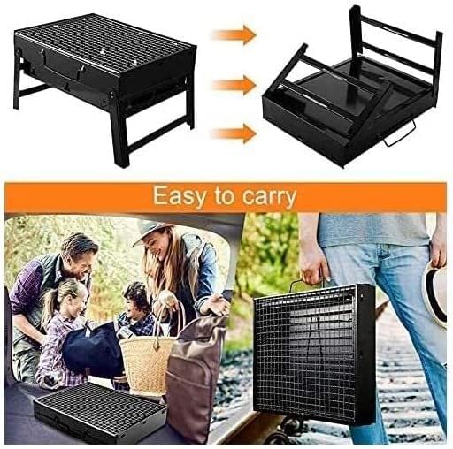 Barbecue Charcoal Grill Portable Folding Charcoal Grill Tabletop Outdoor Stainless Steel Barbecue BBQ Grill for Outdoor Cooking Picnic Charcoal BBQ Grill(43 * 29 * 23cm)