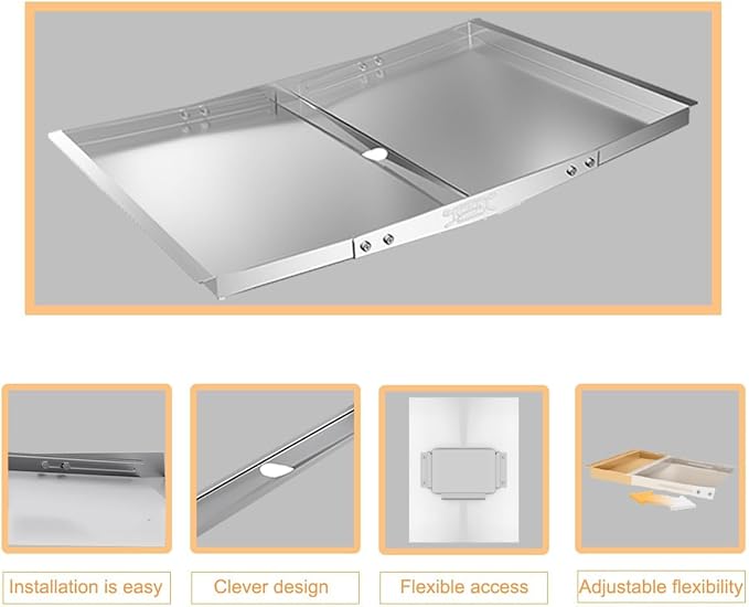 Universal Grease Tray with Catch Pan, Dyna Glo Grill Replacement Parts | Stainless Steel Adjustable Drip Pan Fits 4/5 Burner Nexgrill 720-0888 720-0888S Charbroil Expert Grill 24"-30" size