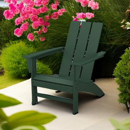 POLYWOOD Modern Adirondack Chair – All-Weather Outdoor Lawn Adirondack Chairs – HDPE, Fade-Resistant & Durable Outdoor Furniture – For Patio, Deck & Fire Pit Chairs – Green