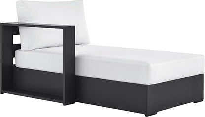 Modway Tahoe Aluminum Outdoor Chaise Lounge in Gray White with Weather-Resistant Cushions, Modular Left-Facing Patio Lounger for Pool Furniture or Sectional Sofa Set