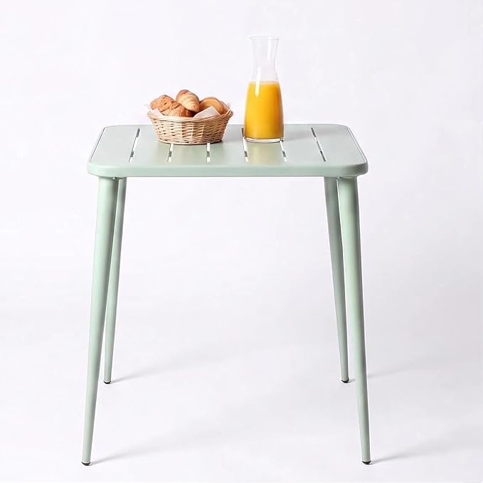 Modern Small Patio Table for Outdoor& Indoor Industrial Metal Bar Table Square Dinner Table for Small Space Working Study Desk 27.5 * 27.5 * 30inch(L*W*H)