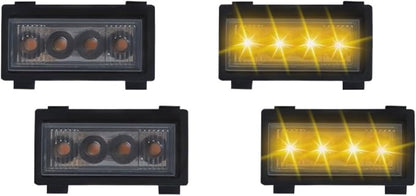 4PCS Grille Lights Compatible With jeep Compatible With Wrangler JL 2018 2019-2023 Front Grid Warning DRL Daytime Running Lamp Daylights Car Parts 12V(Smoke shell yellow)