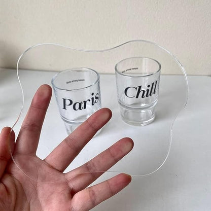 Set of 2 Acrylic Cup Coaster,Ins Irregular Coaster,Acrylic Drink Coasters for Dining Room Living Room Patio Coffee Table (Clear)