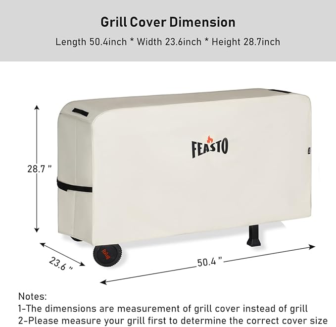 Feasto Outdoor Grill Table Cart, Pizza Oven Stand for Outdoor Indoor, 50" x 22" Stainless Steel Tabletop Dining BBQ Grill with Wheels for Food Prep, 3-Shelf Kitchen Cart with Cover