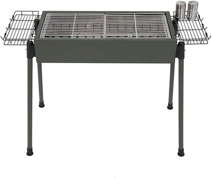 Portable Charcoal Grill for Camping BBQ, Outdoor Barbecue Grill with Detachable Skewers & Storage Basket, Smokeless Design, Easy to Carry Charcoal Grills BBQ,77 * 30 * 70Cm-D
