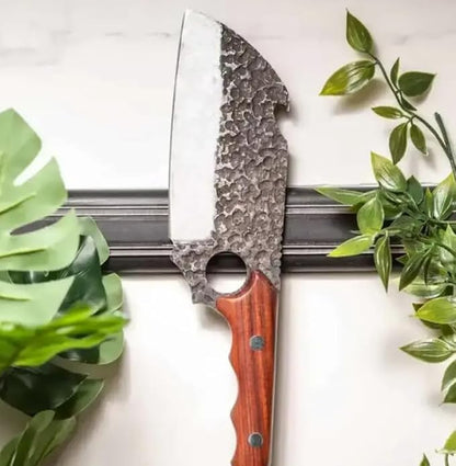 COOLINA Shark Compact Cleaver, Hand-Forged High-Carbon Steel, 5.8 Inch Blade, Wooden Handle, for Chopping Meat, Joints & Bones