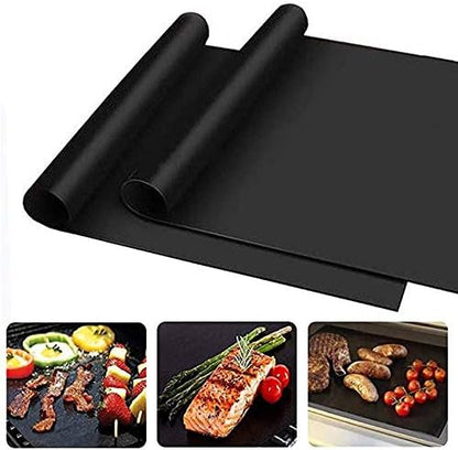 NexUp Goods BBQ Grill Mats Non Stick PTFE Sheets Reusable Heavy Duty Easy to Clean For Gas Charcoal Electric Grills and Ovens Cut to Size 2 Pack or 4 Pack (Grill Mat 2)