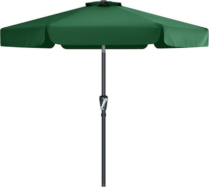 MASTERCANOPY 7.5ft Patio Umbrella with Valance, Crank & Tilt, Forest Green | 6 ribs, UV/fade-resist, waterproof, vent, for garden/deck/yard/pool
