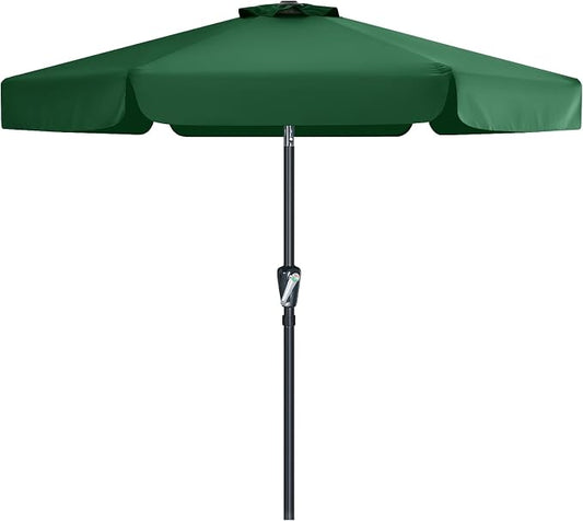 MASTERCANOPY 7.5ft Patio Umbrella with Valance, Crank & Tilt, Forest Green | 6 ribs, UV/fade-resist, waterproof, vent, for garden/deck/yard/pool