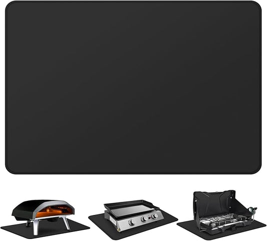 FLASLD Fireproof & Waterproof Under Blackstone Griddle BBQ Mat, Heat Resistant Grill Mats for Outdoor Grill to Protect Your Prep Table and Outdoor Grill Table (Black,24 x 36in)