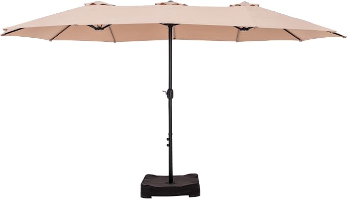 HERA'S PALACE 15ft Patio Umbrella, Base Included, Rectangular, Beige | outdoor, table, large, 15, rectangle, double, pool, stand, clearance, outside, triple, shade, sun